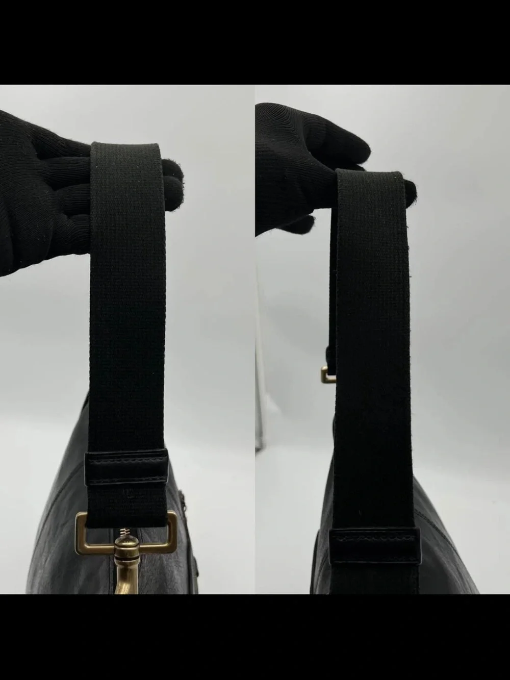 Mulberry Black Leather Shoulder Bag with Gold Hardware Accents